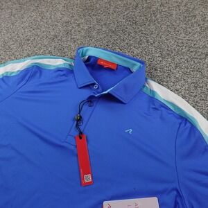 NEW Redvanly Polo Shirt Mens L Blue Short Sleeve Golf Performance Stretch Tech
